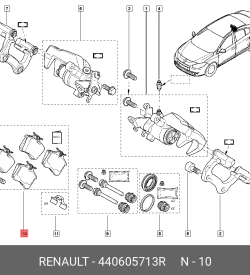 Megane 2-3-4 Fluence Clio 3 Arka Disk Balata Takım 440605839R 440605713R